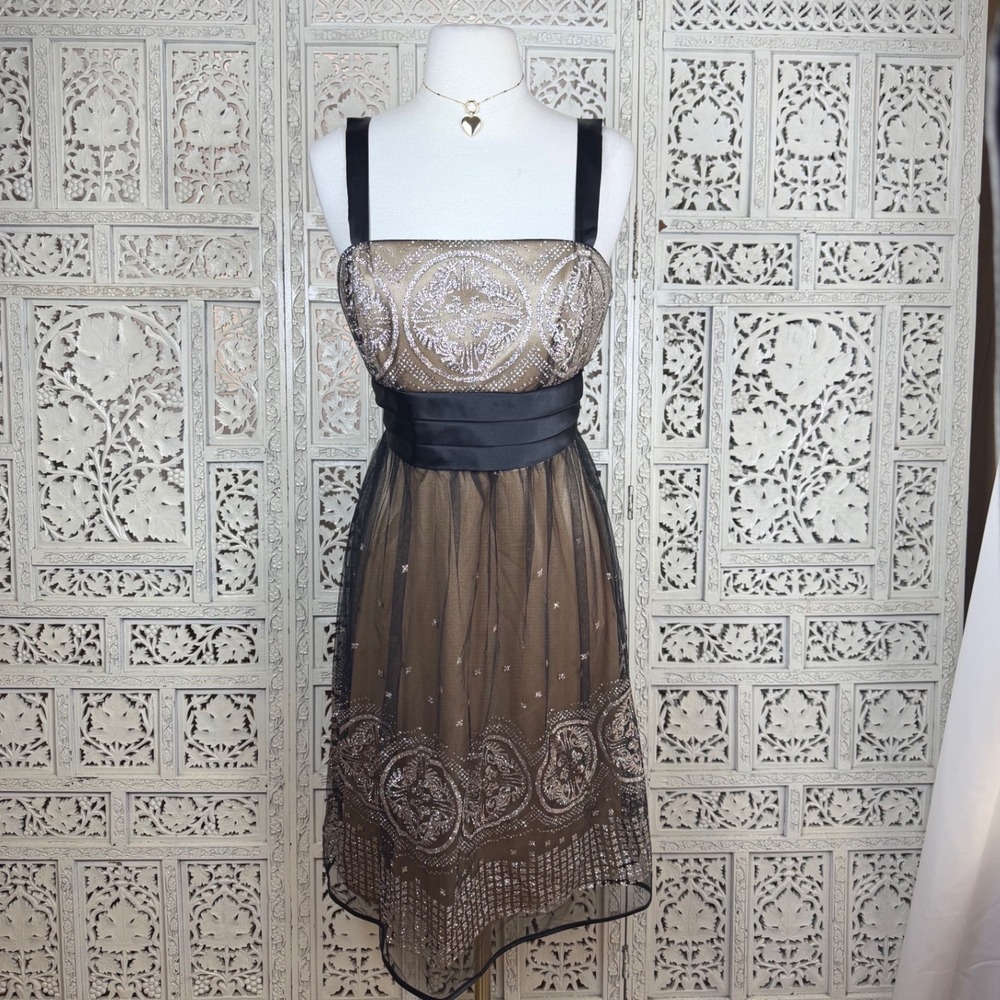 R&M Richards Glitter Sparkly Babydoll Formal Dress Sz 10 Homecoming Event Y2K‎